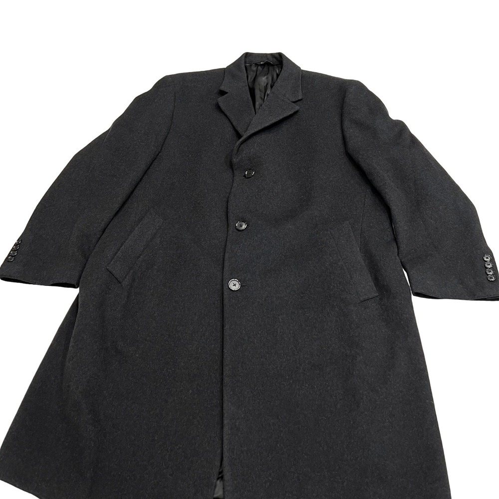 Jos. A. Bank Mens Black Full Length Dress Overcoat 100% Wool Business Size 44R